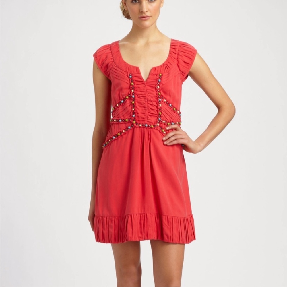 Elegant Red Dress-all silk  and lined mini dress